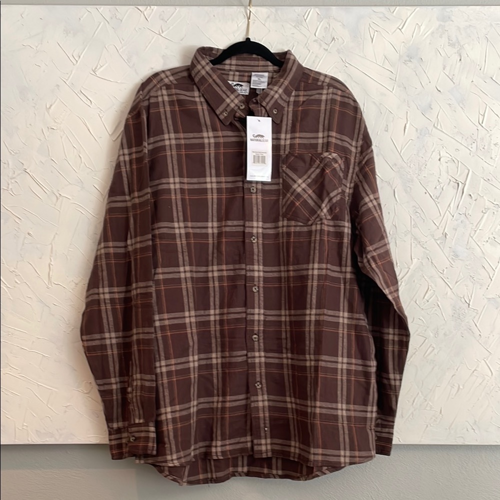 Brown Casual Button Down Shirt with Warm Plaid Design